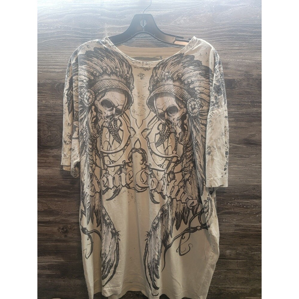 VTG Xtreme Couture Shirt Adult 2XL Ivory Skull Goth AFFLICTION STYLE Y2K Mens